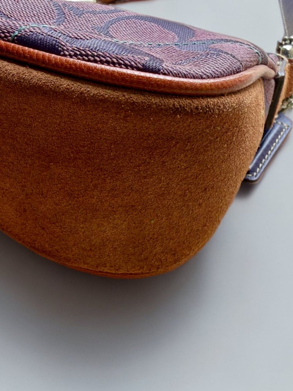 Coach Purple Signature Canvas Suede Demi Buckle Shoulder Bag 6362 - Picture 6 of 11